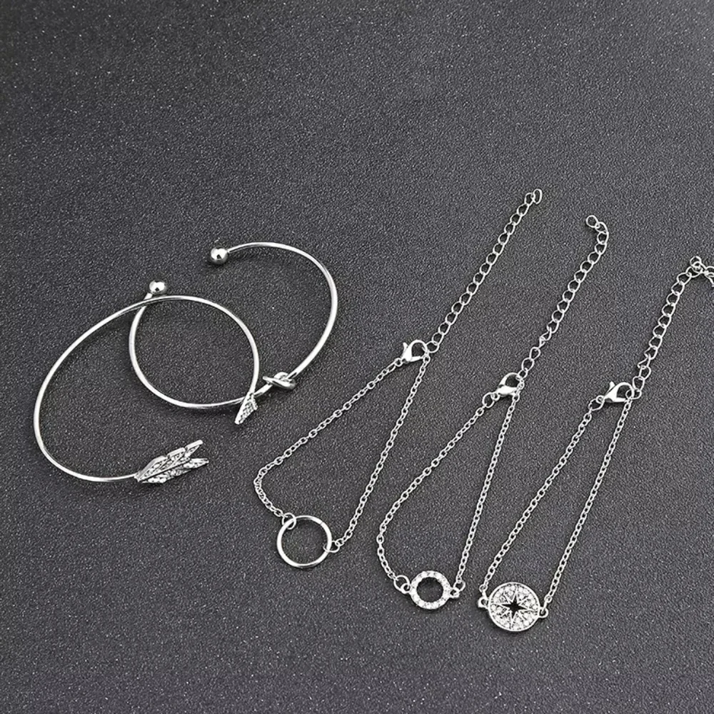 NEW | Arrow Compass 5 PC Silver Pave Bracelet Set - Picture 5 of 10